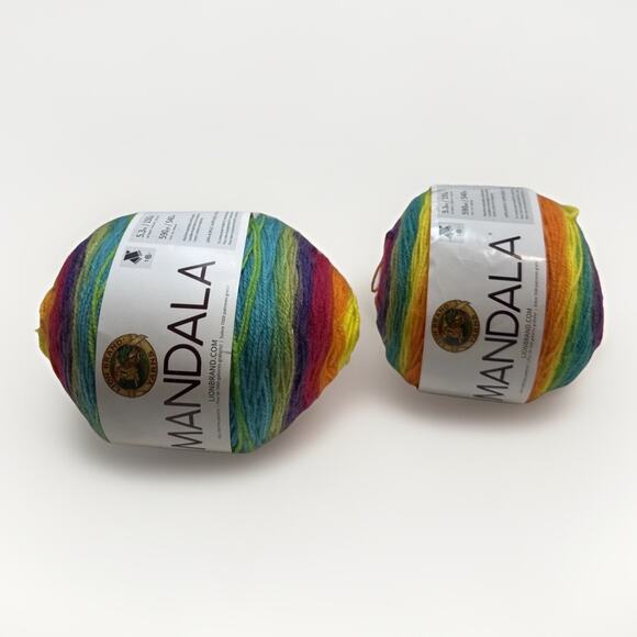 (2 Skeins) Lion Brand Yarn Mandala 3 Light Gnome Yarn Cake - Picture 1 of 5